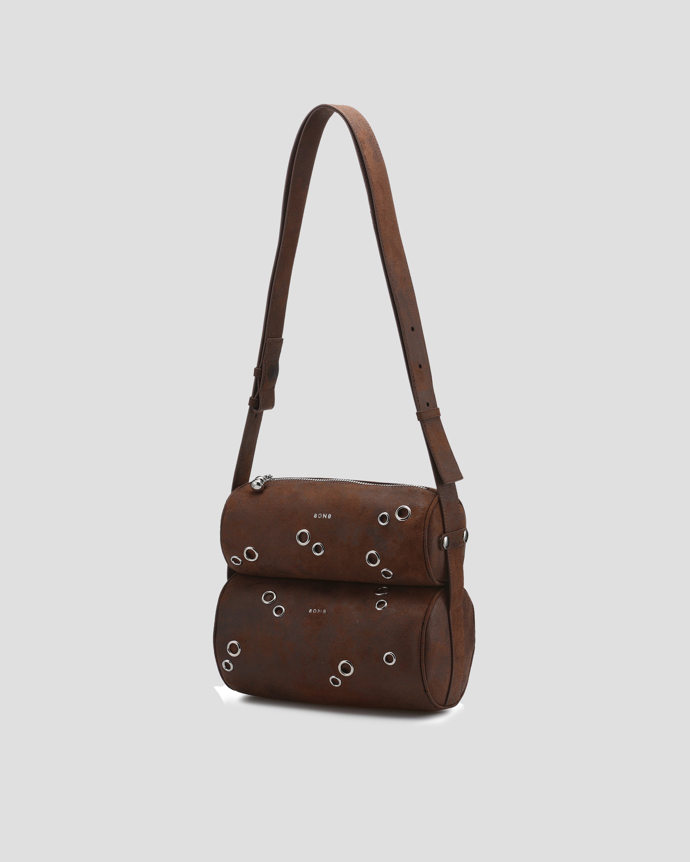 Brown Eco-Suede Eyelet Candy Bag
