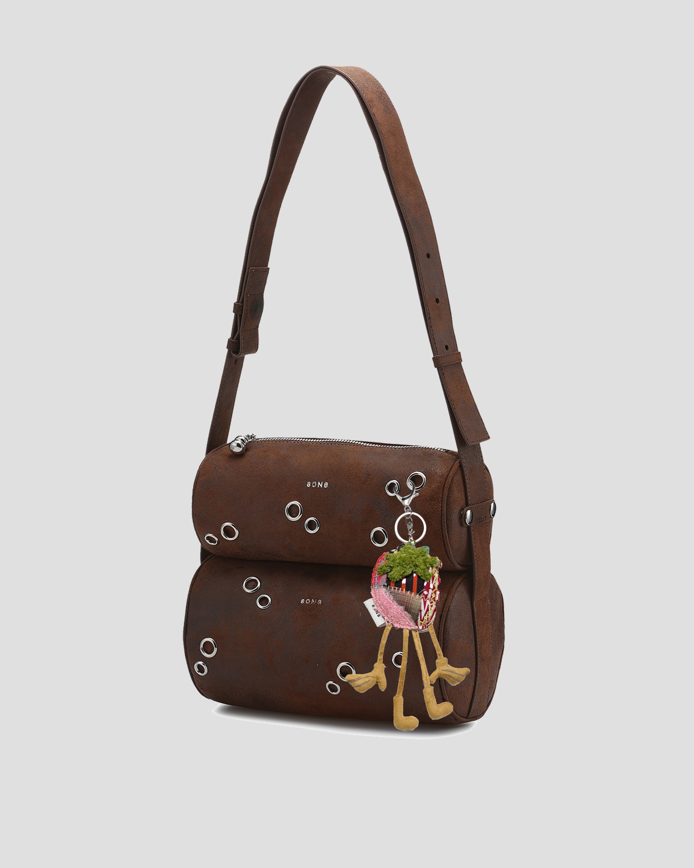 Brown Eco-Suede Eyelet Candy Bag